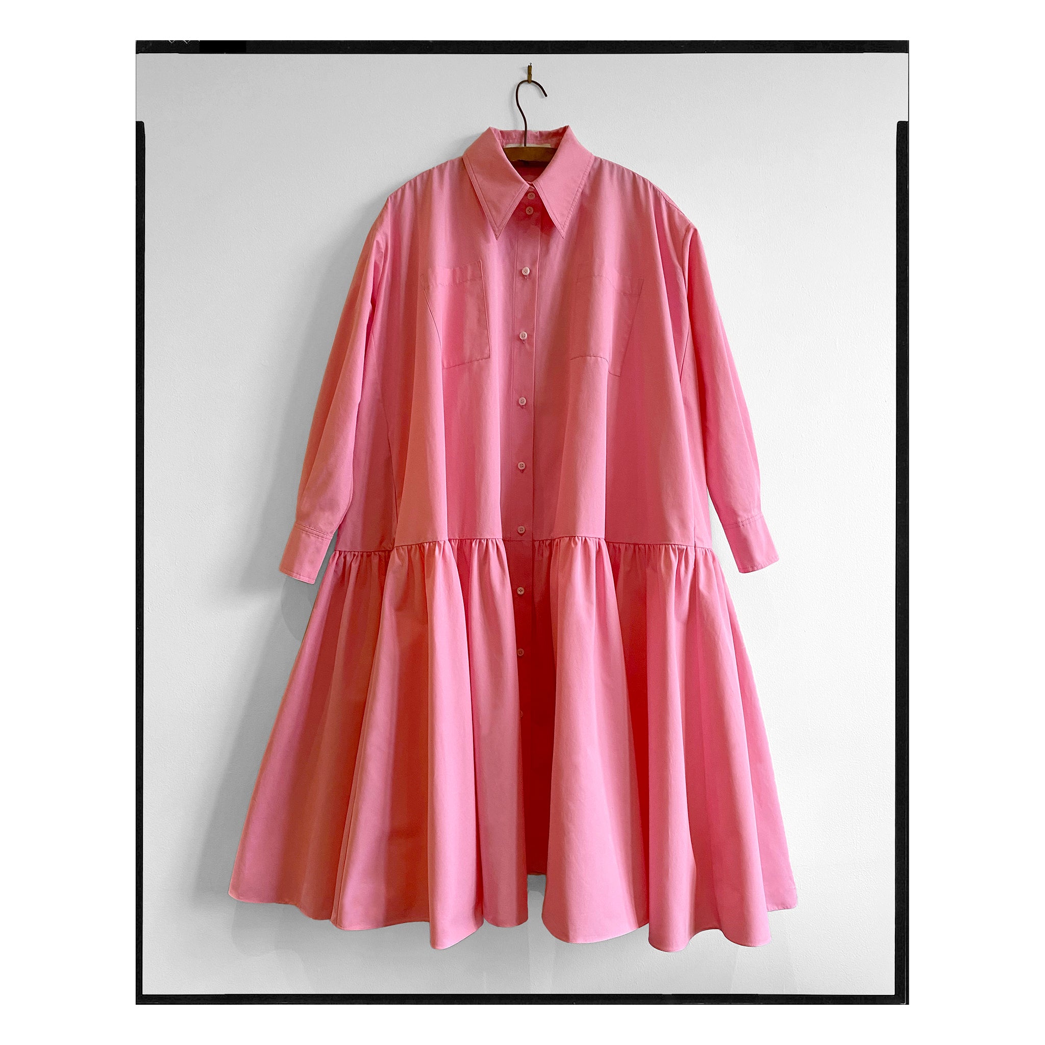 PINK POPLIN TRAPEZE DRESS