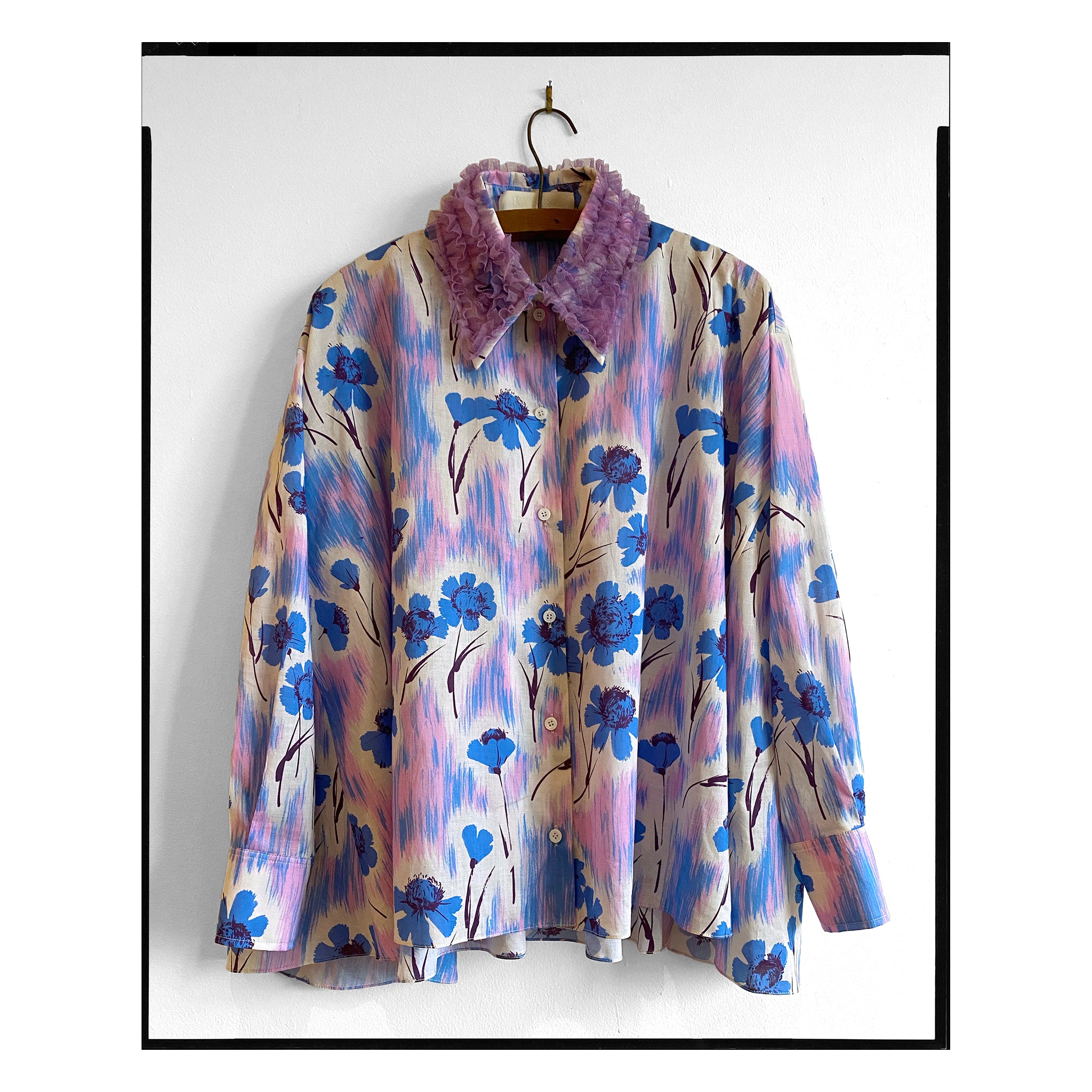 Painterly Floral Poplin Trapeze Shirt