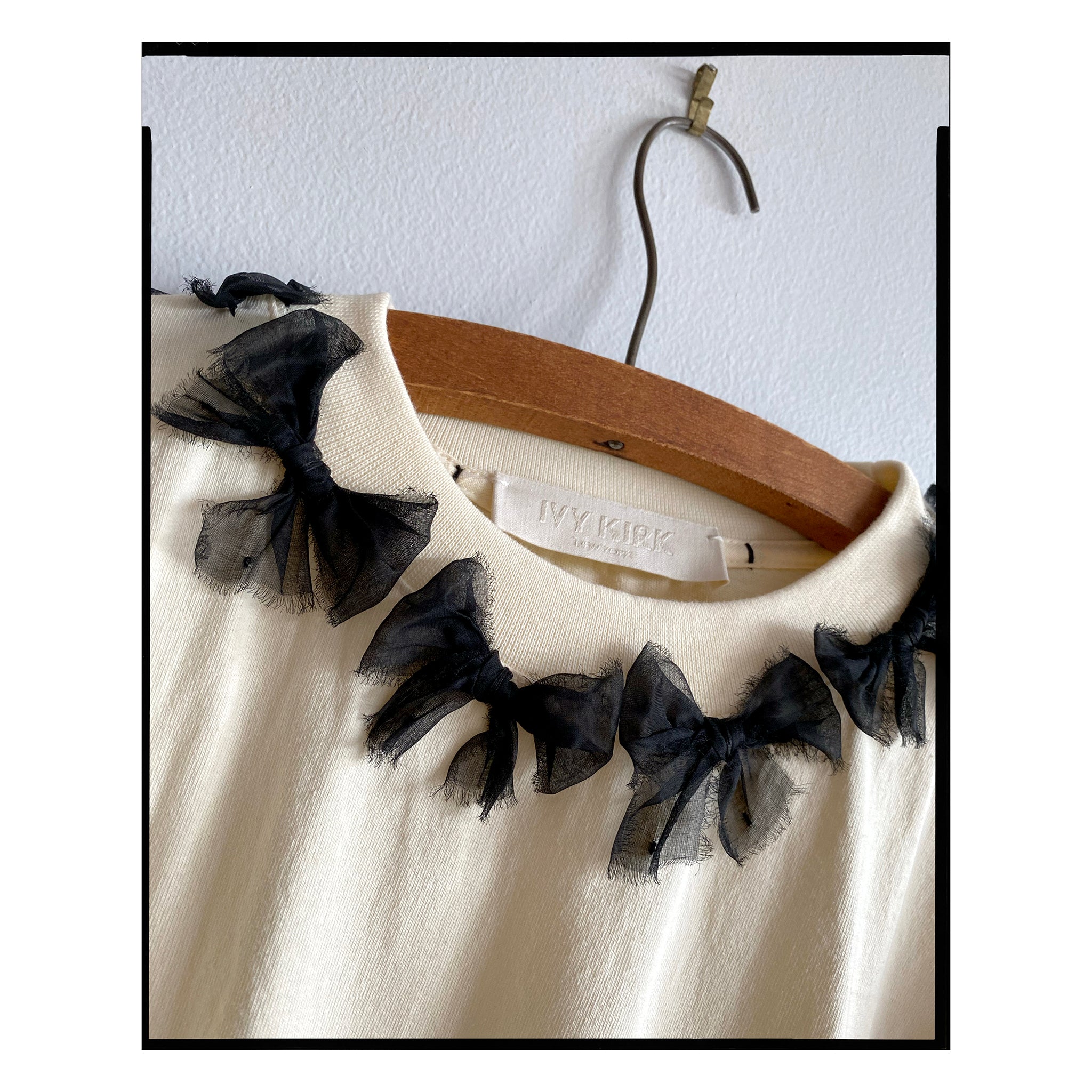Ivory & Black Organdy Bow Tee