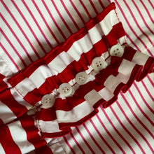 Load and play video in Gallery viewer, Pink &amp; Red Stripe Poplin Puff Sleeve Mini Dress
