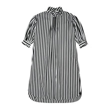 Load image into Gallery viewer, Black &amp; White Striped Poplin Bow Dress

