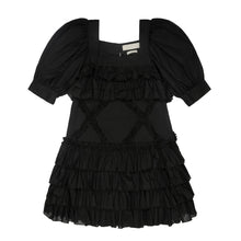 Load image into Gallery viewer, Black Voile Diamond Ruffle Dress
