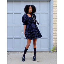 Load image into Gallery viewer, Black Voile Diamond Ruffle Dress
