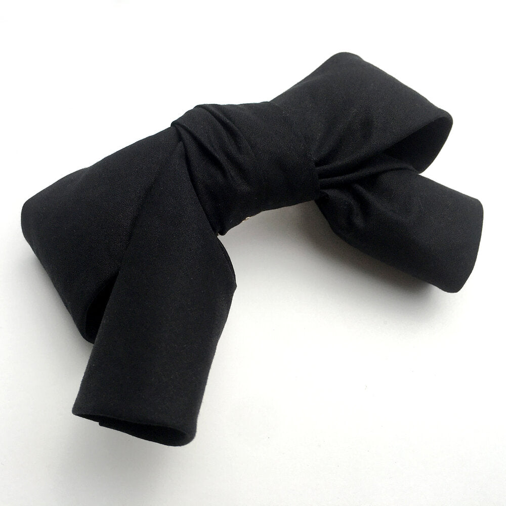 BLACK COTTON POPLIN HAIR BOW