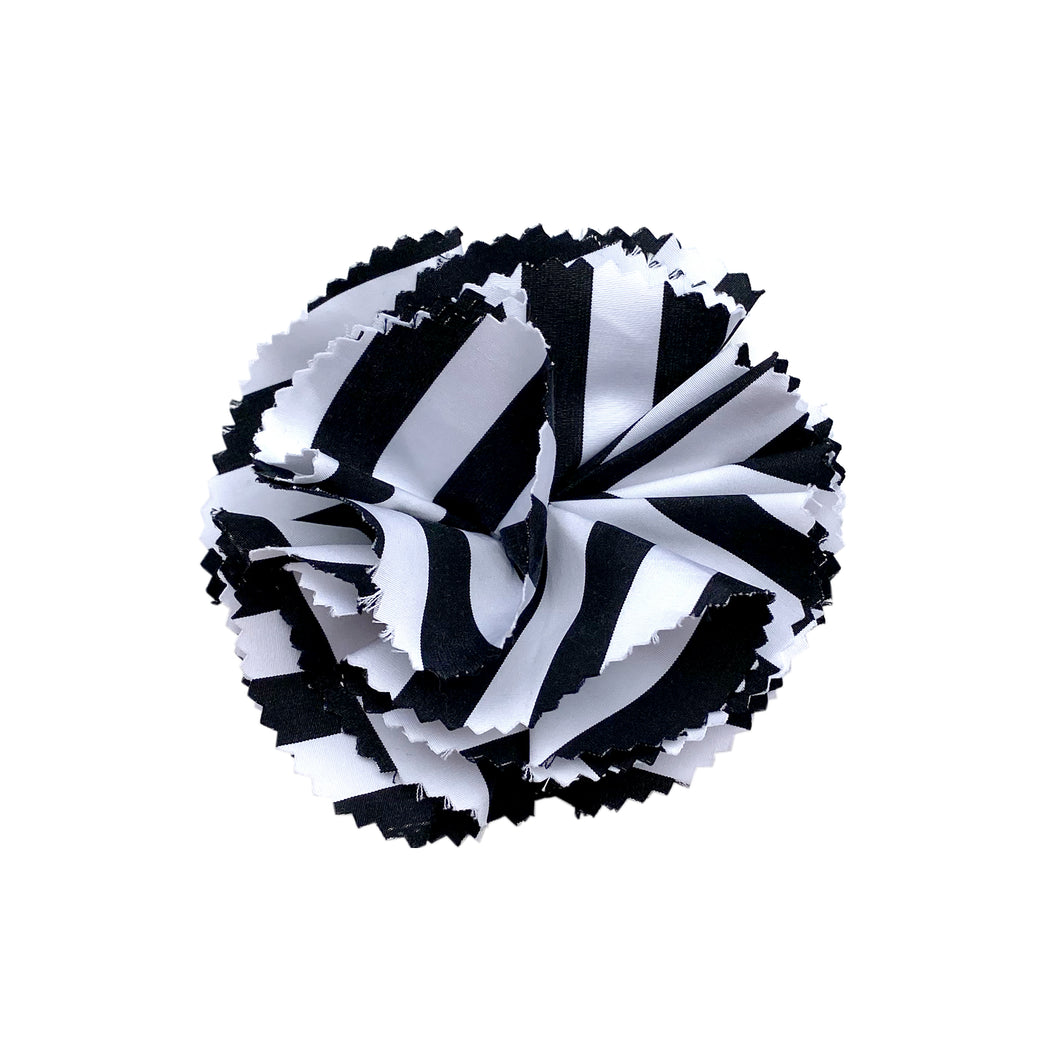 Black & White Striped Poplin Floral Clip