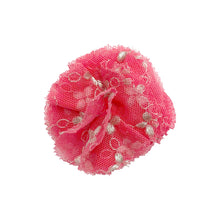 Load image into Gallery viewer, Pink &amp; Silver Embroidered Tulle Floral Clip
