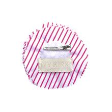 Load image into Gallery viewer, Pink &amp; White Striped Poplin Floral Clip
