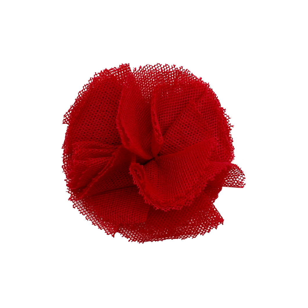Red Tulle Floral Clip