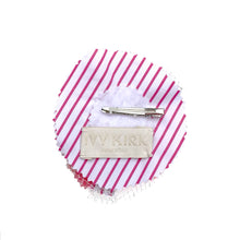 Load image into Gallery viewer, Pink Stripe &amp; Silver Embroidered Tulle Floral Clip
